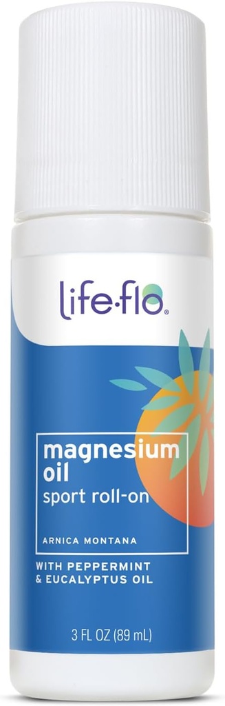 Life-Flo Huile de Magnésium Sport Roll-On - Rollon de Magnésium pour les adultes et les enfants, Apaisant bâton de rouleau pour les muscles douloureux après le sport, utilisation sur les pieds, les jambes, le dos et le corps - 3 fl oz Roller