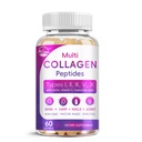 Multi collagène Peptides Softgel - Type I, II, III, V, X - Peptides de collagène hydrolysés avec biotine, vitamine C, acide hyaluronique, soutient les ongles de cheveux de peau, gazon, non-OGM, 60 Softgel, 1 emballage