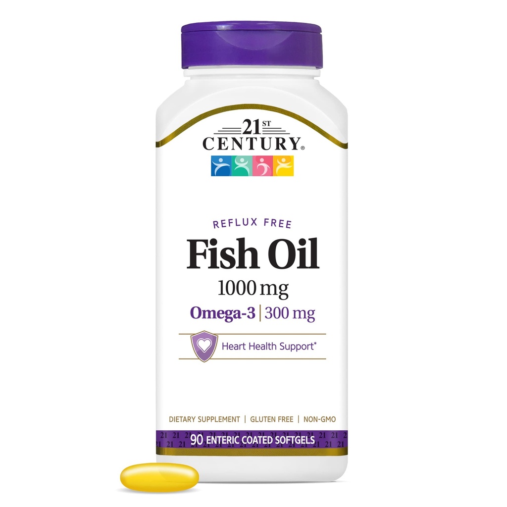 Huile de poisson 1000 mg 90 Enteric Coated Softgels, 21ème siècle