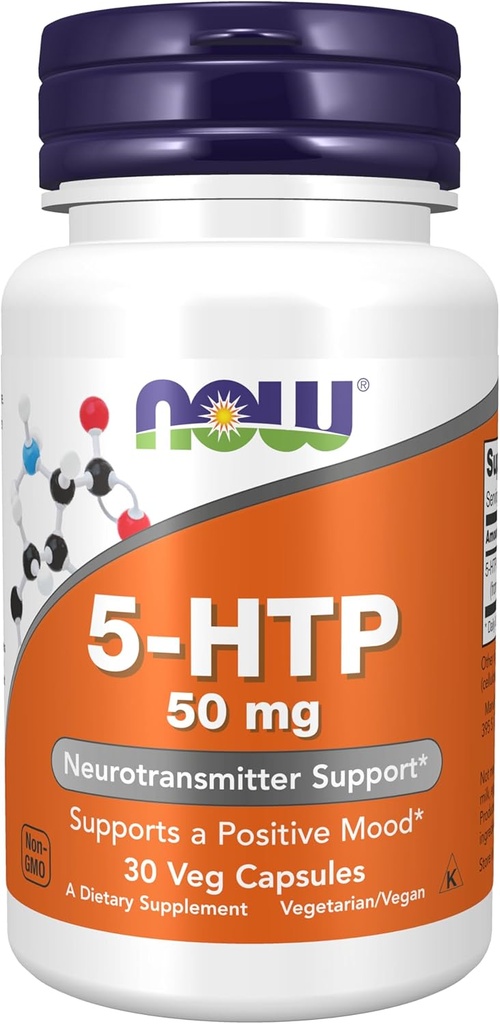MAINTENANT compléments alimentaires, 5-HTP (5-hydroxytryptophane) 50 mg, soutien des neurotransmetteurs*, 30 gélules