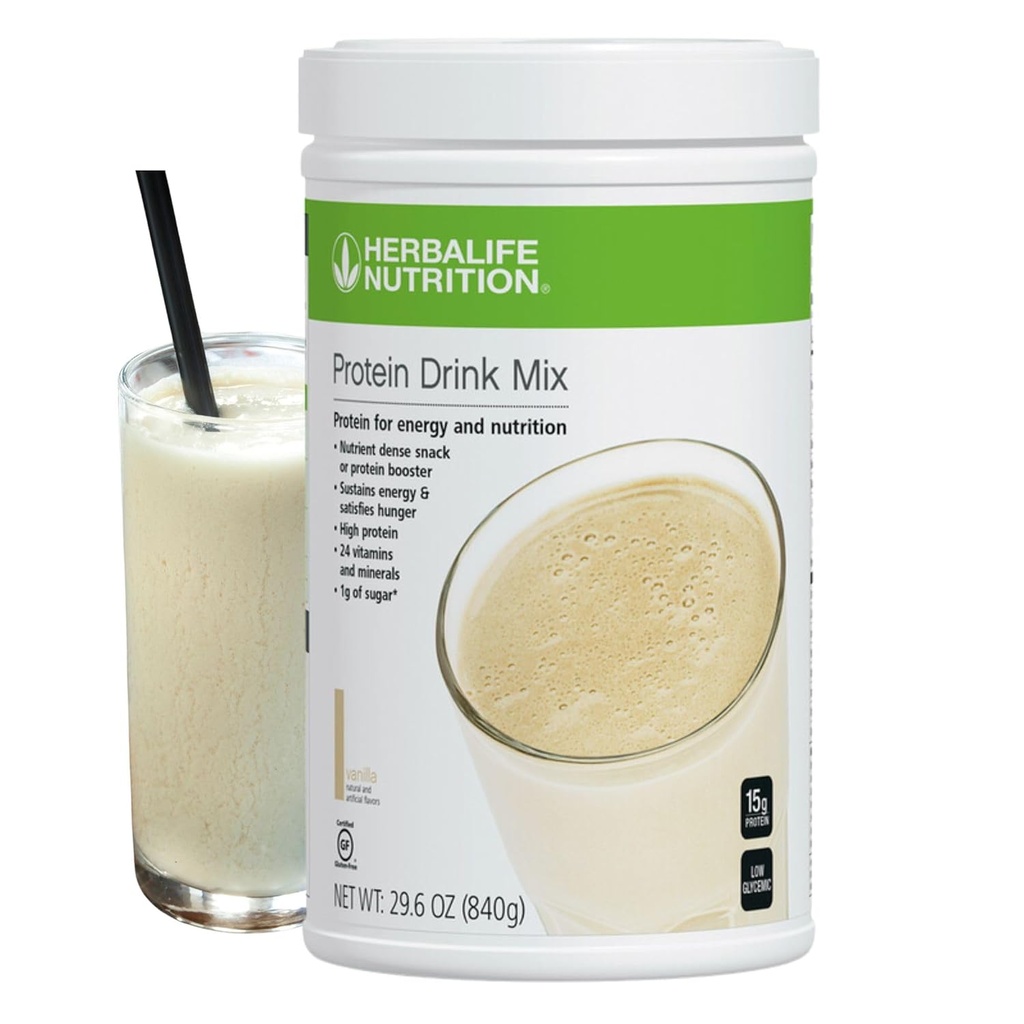 Herbalife HERBALIFE Mélange de boisson protéinée : saveur de vanille 840g, Snack santé sensible aux nutriments, protéines