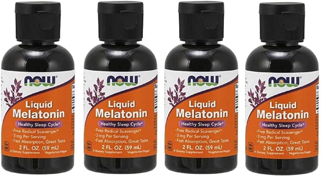 Mélatonine liquide 3mg (paquet de 4) Now Foods 8 oz. (4 x 2 oz.) Liquide