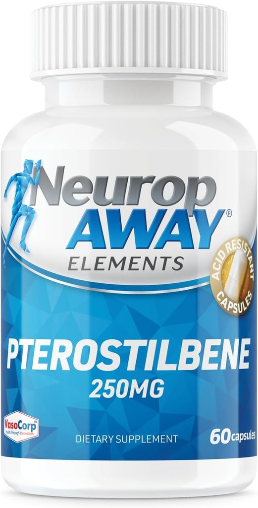 NeuropAWAY Elements Pterostilbene (60 250mg Acid Resistant Capsules Per Bottle)