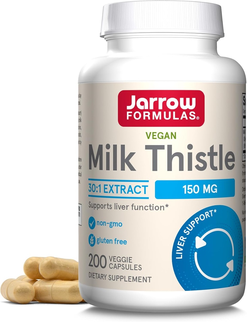 Formules de Jarrow Thistle de lait 150 mg - 200 Capsules de Veggie - Antioxydants appuyant la réponse immunitaire, la fonction hépatique et le glutathion - Jusqu'à 200 portions