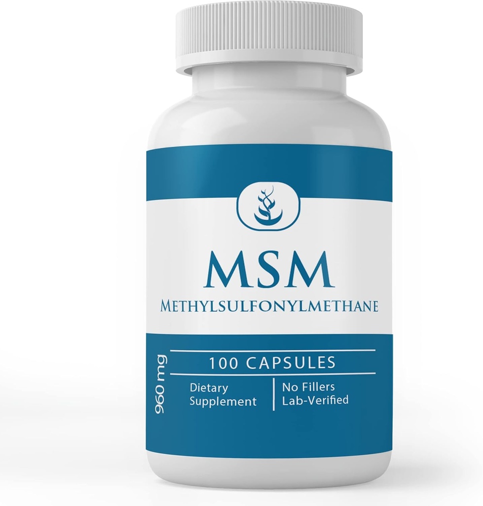 Ingrédients originaux purs MSM, (100 capsules) Toujours purs, sans additifs ou remplisseurs, laboratoire vérifié