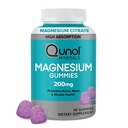 Gommies de magnésium Qunol pour adultes, 200mg Magnésium élémentaire (à partir de 1 750mg Citrate de magnésium), supplément de magnésium à haute absorption, soutient la santé des nerfs, des os et des muscles, végétarien, 90comte