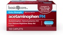 Soins de base Acétaminophène PM, analgésique Plus Caplet d'aide au sommeil nocturne, 100 Compte