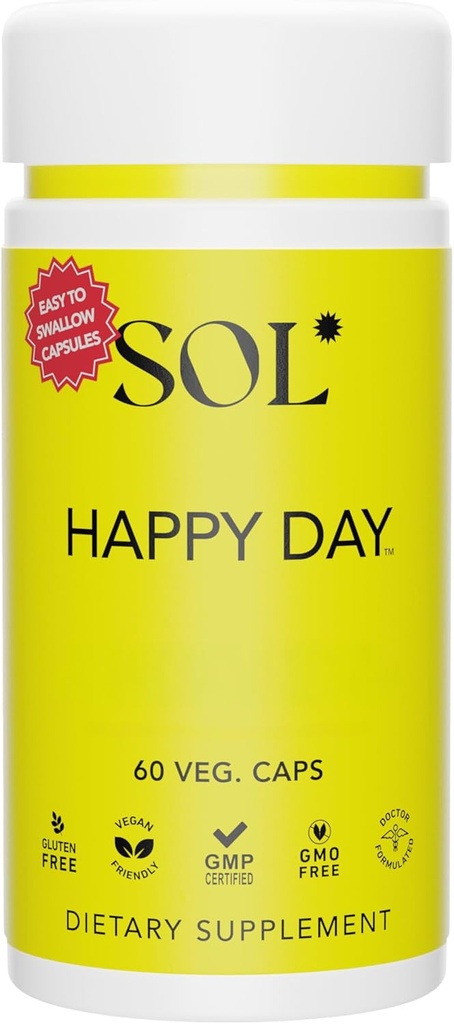 Supplément Happy Day: Combiner les propriétés à base de plantes naturelles de l'écorce de bonheur collectif, Astragalus et Gingko Biloba pour soutenir un mode de vie sain - 60 capsules faciles à avaler