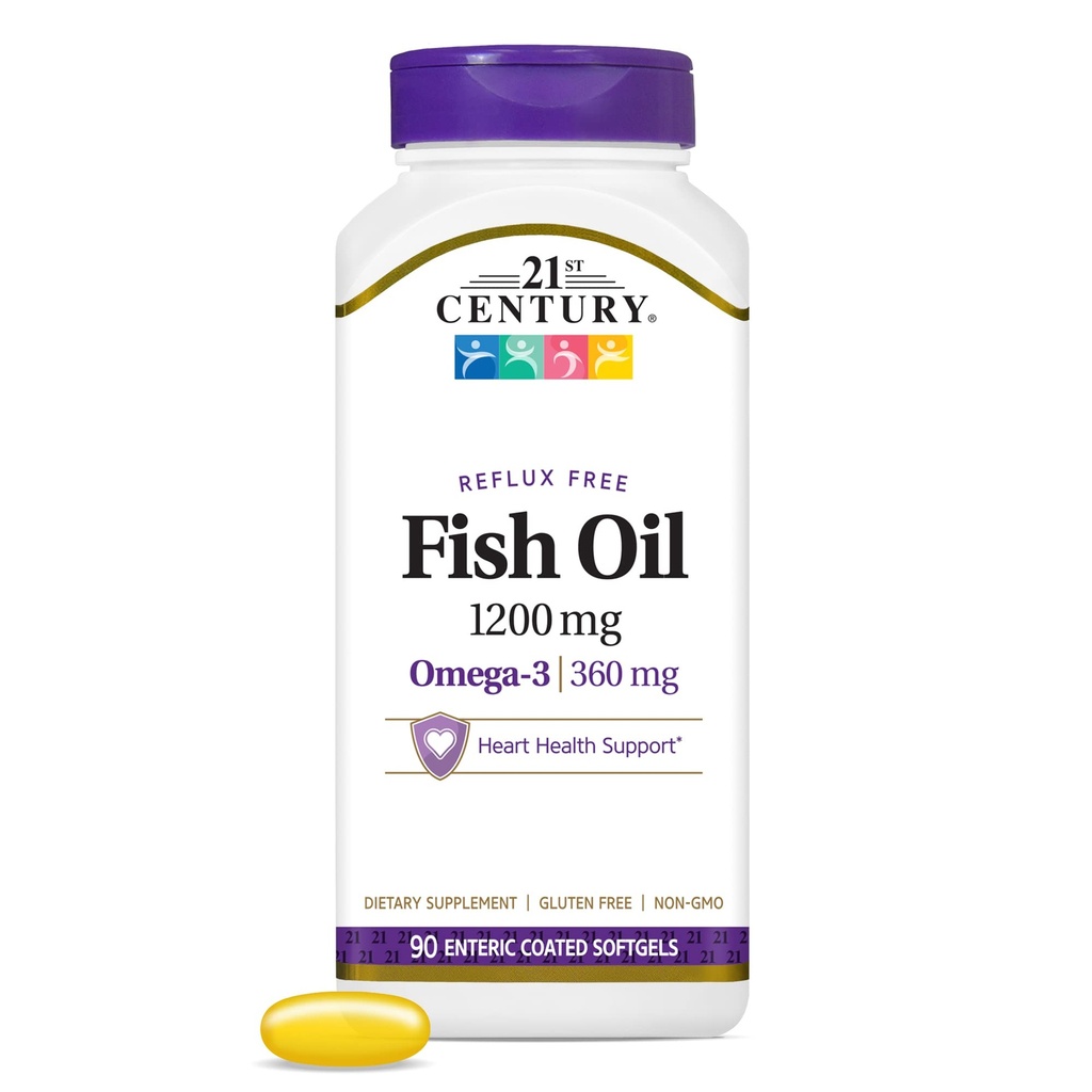 21st Century Fish Oil 1200 mg Enteric Coated Softgels, 90 Compte