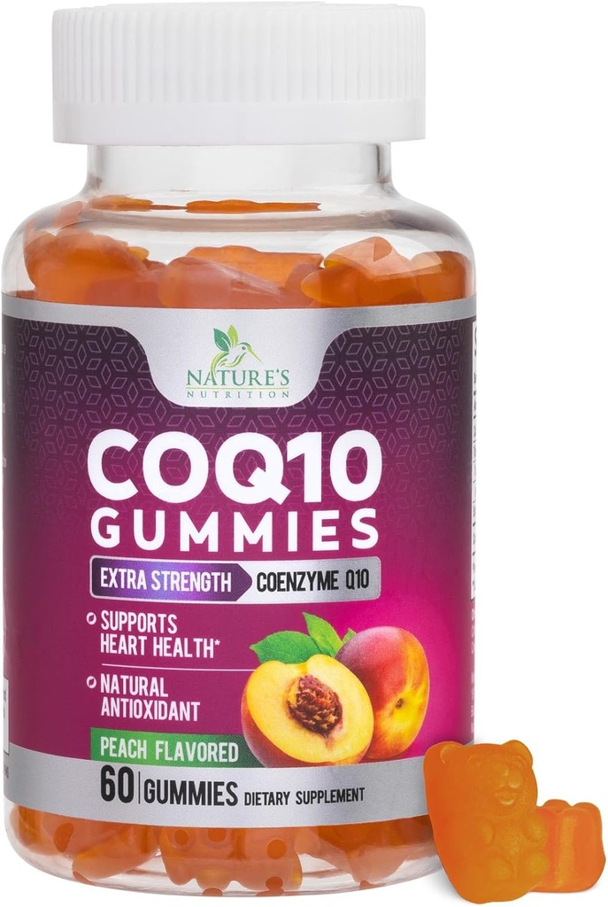 CoQ10 Gummies 100mg - 3X Strength, High Absorption, Antioxidant Supplement for Heart Health Support & Energy Production, Ultra Coenzyme Q10 Vitamins, Coq 10 Supplements, Non-GMO - 60 CoQ10 Gummies