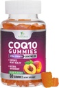 CoQ10 Gummies 100mg - 3X Strength, High Absorption, Supplément antioxydant pour la santé cardiaque et la production d'énergie, Ultra Coenzyme Q10 Vitamines, Coq 10 Suppléments, Non-OGM - 60 CoQ10 Gummies
