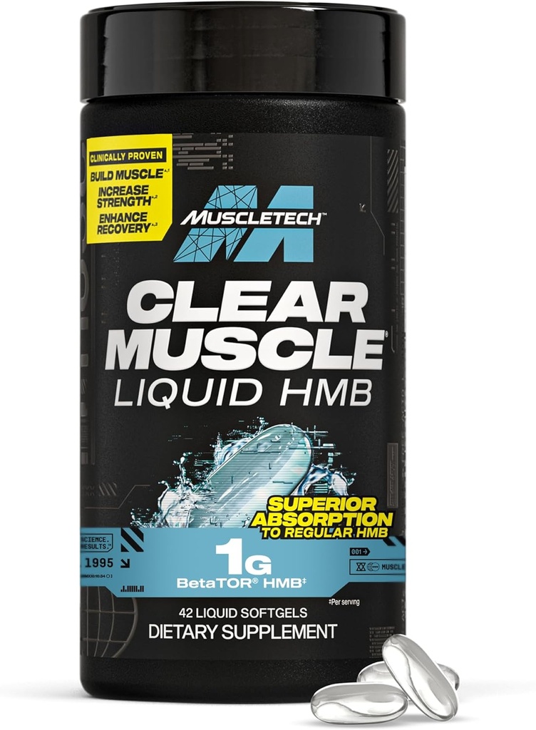 Muscletech HMB suppléments 1000mg, Muscle clair (42 softgels liquides) - plus haute qualité HMB pour les muscles maigres et la récupération-HMB supplément musculaire sans acide-aide Diminuer la répartition musculaire - emballage mai Varier