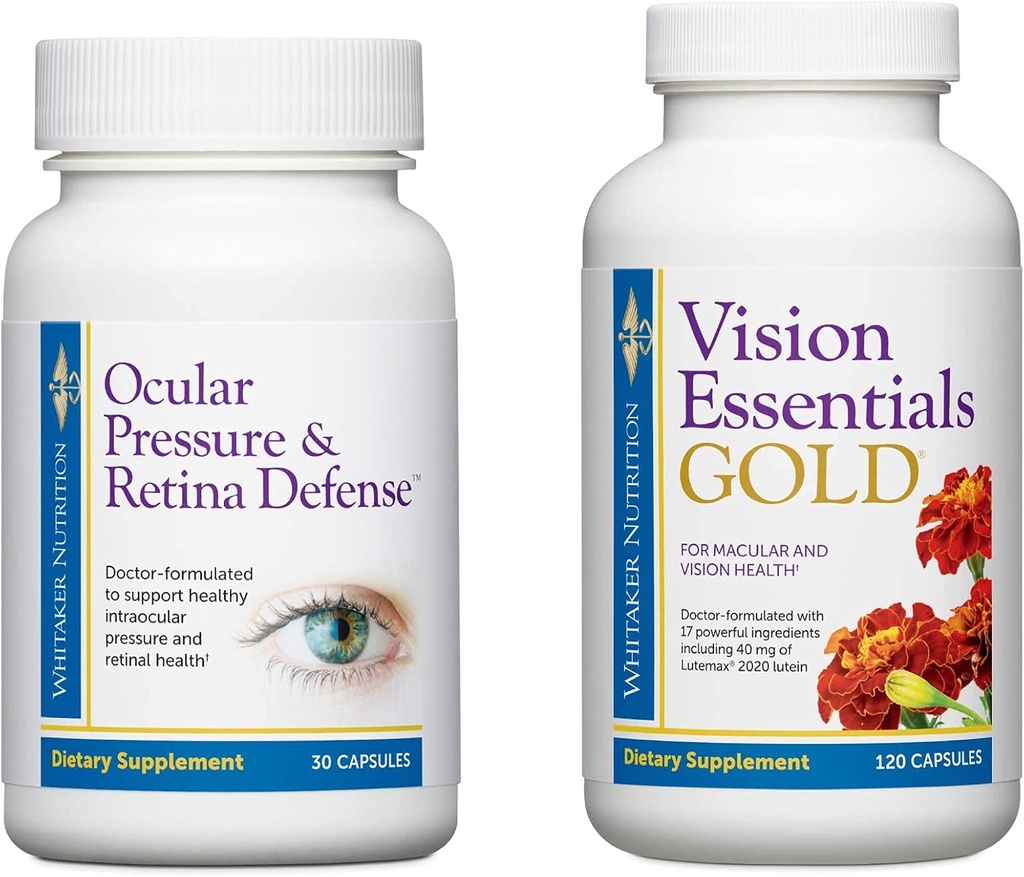 Ensemble de soins de santé oculaires Premium comprend Vision Essentials Gold, avec 40 Mg de lutéine, pour une fonction visuelle saine et la pression oculaire et la défense de la rétine pour soutenir des niveaux de pression intraoculaire sains