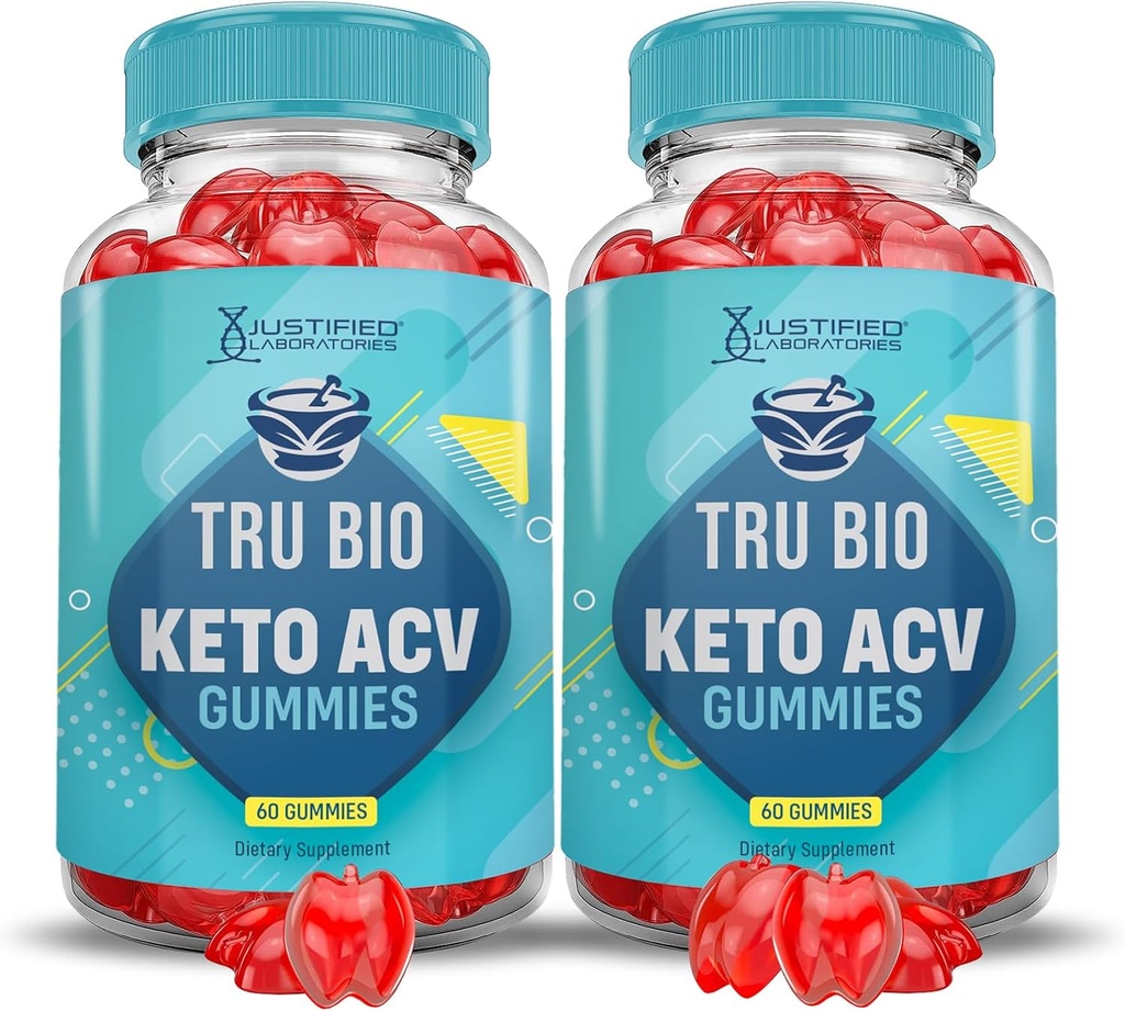 (2 Pack) Tru Bio Keto ACV Gummies Formule avancée 1000MG TruiBIo Keto Gummies vinaigre de cidre de pomme formulé avec jus de betterave de grenade en poudre B12 végétalien non OGM 120 Gummys