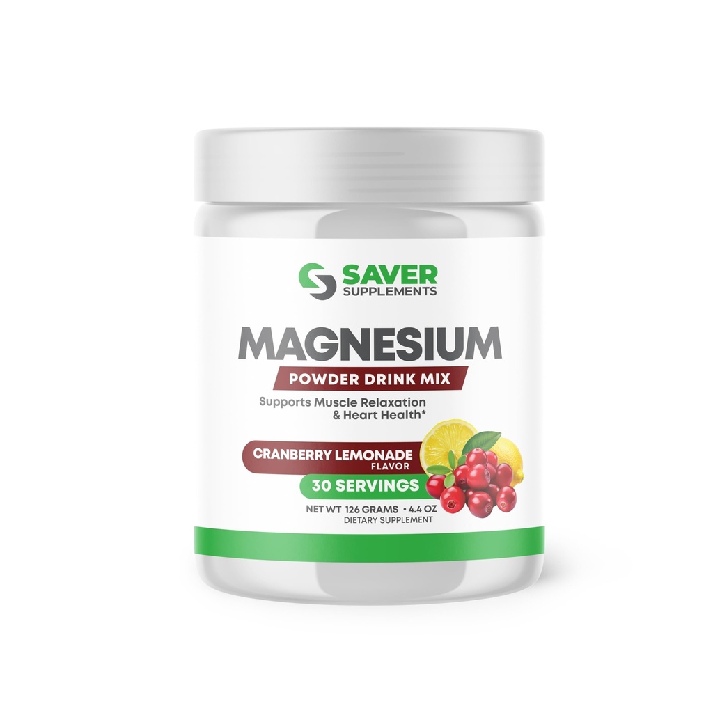 Poudre de magnésium - Mélange anti-stress pour le calme et la régularité - Supplément de citrate de magnésium - Relaxation, soutien musculaire et cardiaque - Cranberry Lemonade Saveur - 30 portions