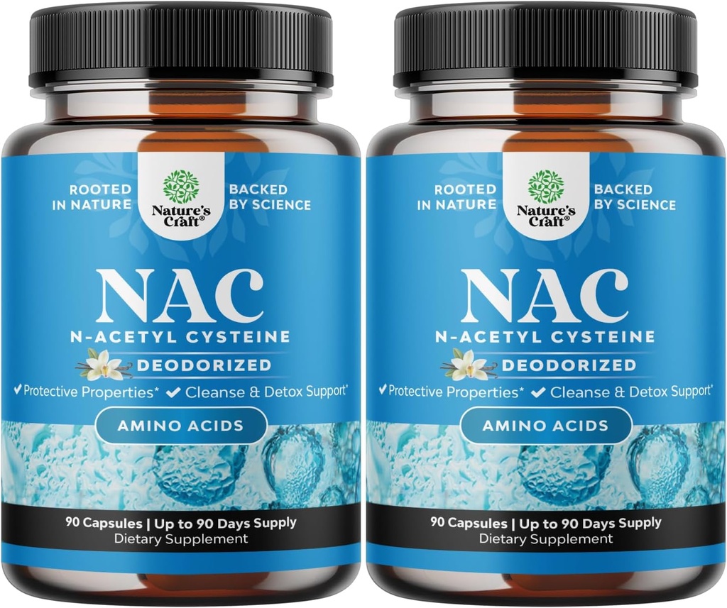 Supplément NAC N-acétyl Cysteine 600mg - Gélules à haute absorption NAC 600 mg - Précurseur de glutathion pour le nettoyage du foie Detox & Repair Plus Lung Health and Immunity Support (180 portions)