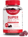 Gommies de coeur de SuperBeets HumanN - Gommy de betterave avec soutien énergétique, extrait de graines de raisin et poudre de betterave, sans sucre - Flamand de baie de grenade, 60 comte