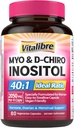 Supplément Inositol, Myo-Inositol et D-Chiro Suppléments de fertilité Inositol pour les femmes, 40:1 Rapport idéal, équilibre hormonal et soutien ovarien, 80 capsules véganes
