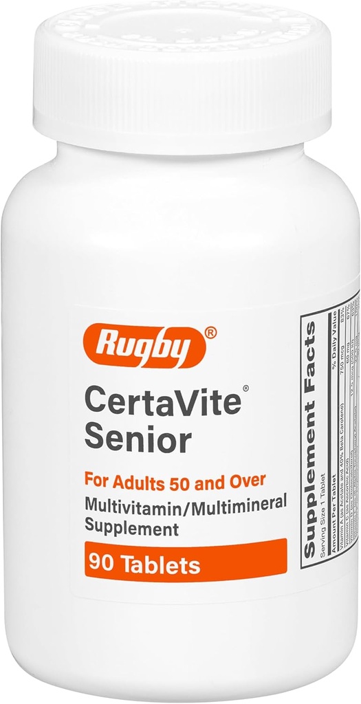 Rugby CertaVite Supplément multivitamine/multiminérale pour adultes de 50 et plus - 90 comprimés (1 boîte)