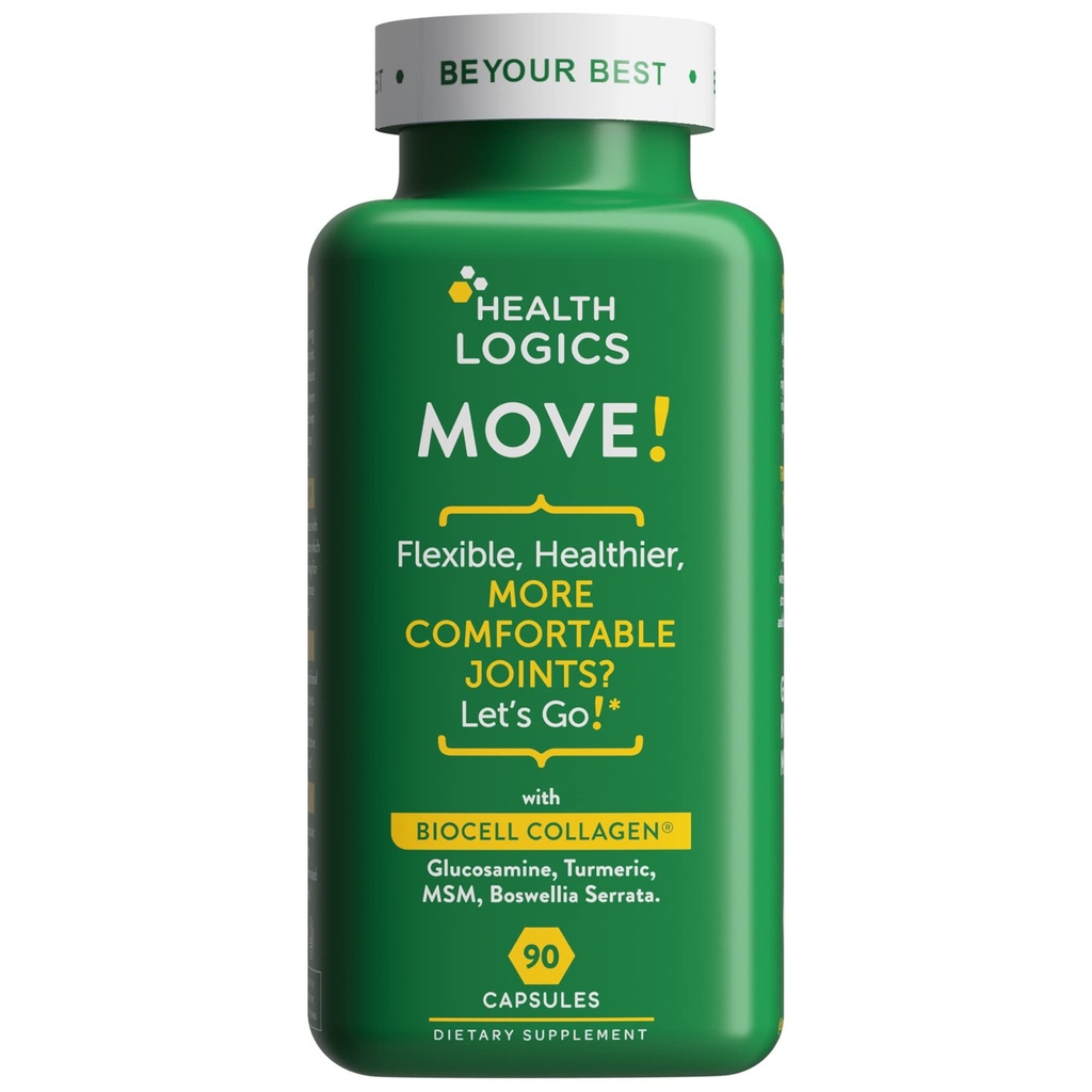 Les logiques de la santé bougent ! Joints sains avec collagène BioCell, glucosamine, MSM, vitamine C, extrait curcuminoïde 95% Curcuminoïdes, Boswellia Serrata