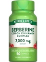 Nature's Truth Berberine avec Ceylan Cinnamon Complex, 2000mg, 50 Capsules végétaliennes, sans OGM et supplément sans gluten