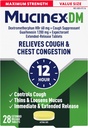 Mucinex Cough Suppressant et expectorant, DM Strength maximum 12 heures comprimés, 28ct, 1200 mg Guaifenesin, Soulage la congestion thoracique, Calme la toux humide et sèche, #1 Docteur recommandé OTC Expectorant
