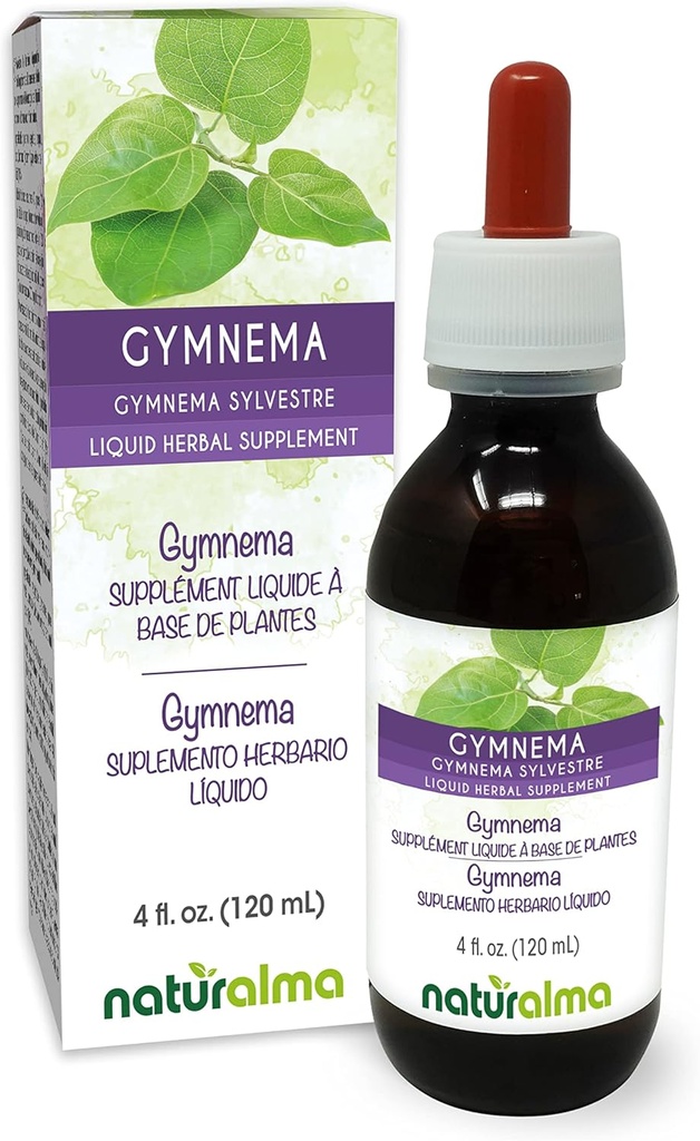 Naturalma Gymnema (Gymnema sylvestre ou Marsdenia sylvestris) Teinture sans alcool - 4 fl oz extrait liquide dans les gouttes - supplément à base de plantes - végétalien
