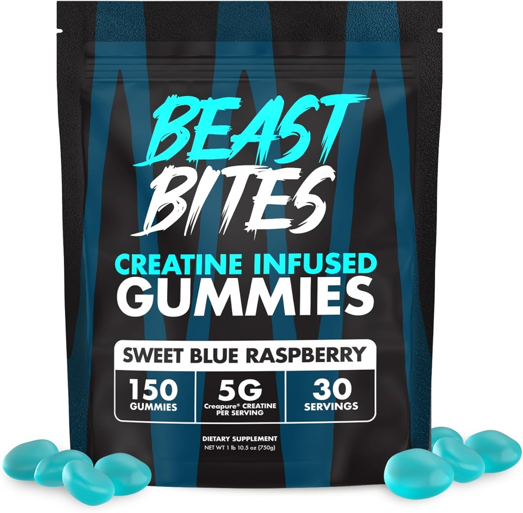 BITES DE BEST - Gommies infusées de créatine - 5g Creapure Creatine Monohydrate par portion - NSF certifié pour le sport - 30 portions