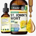 BIO KRAUTER Teinture de millepertuis - Extrait liquide Hypericum perforatum pour le soutien de l'humeur - Haute absorption - gouttes véganes 2 Fl.Oz.