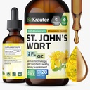 BIO KRAUTER Teinture de millepertuis - Extrait liquide Hypericum perforatum pour le soutien de l'humeur - Haute absorption - gouttes véganes 2 Fl.Oz.