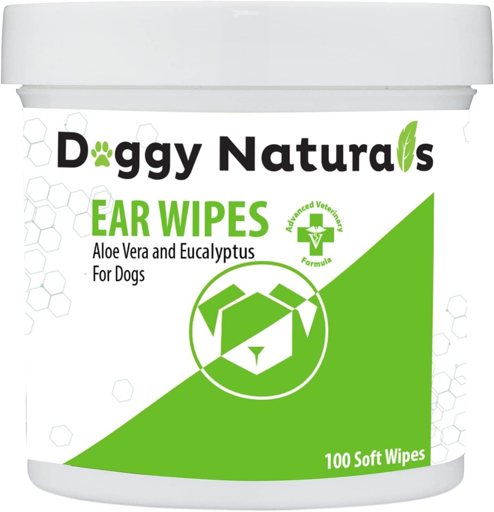 Wipes d'oreille de chien avec Aloe et Eucalyptus (100 comte) - Otic Cleanser pour chiens (Fabriqué aux États-Unis) (Wipes 100ct avec Aloe et Eucalyptus)