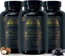 Capsules de charbon de coco activées- Soutient la santé - Vegan, Organic, Non-OGM, Pas d'additifs - X-Large Bouteille 210 Compte - Pack de 3