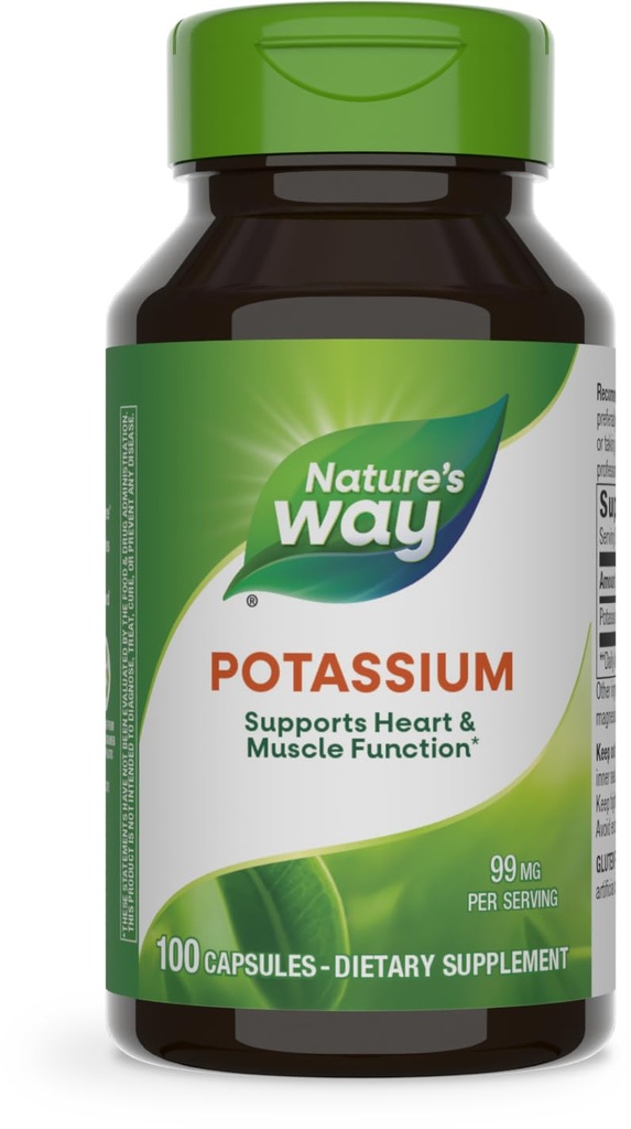 Nature's Way Potassium Complex, 99 mg par portion, 100 capsules, boîte de 3
