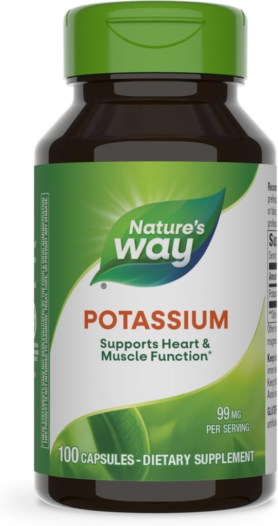 Nature's Way Potassium Complex, 99 mg per Serving, 100 Capsules, Pack of 3
