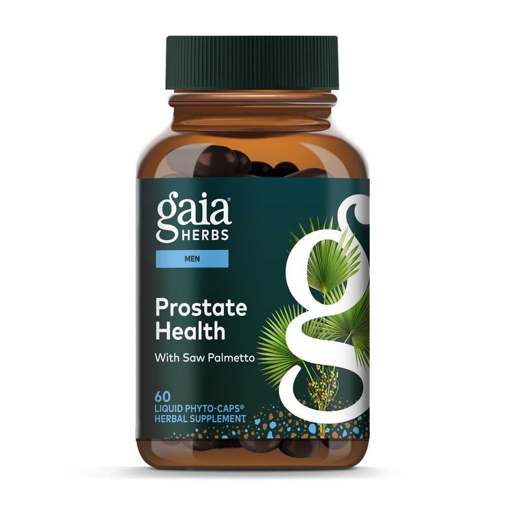 Gaia Herbs Prostate Health - soutient la santé et la fonction de la prostate pour les hommes - avec Saw Palmetto, Green Tea, Nettle Root et White Sage* - 60 Vegan Liquid Phyto-Capsules (20 jours d'approvisionnement)