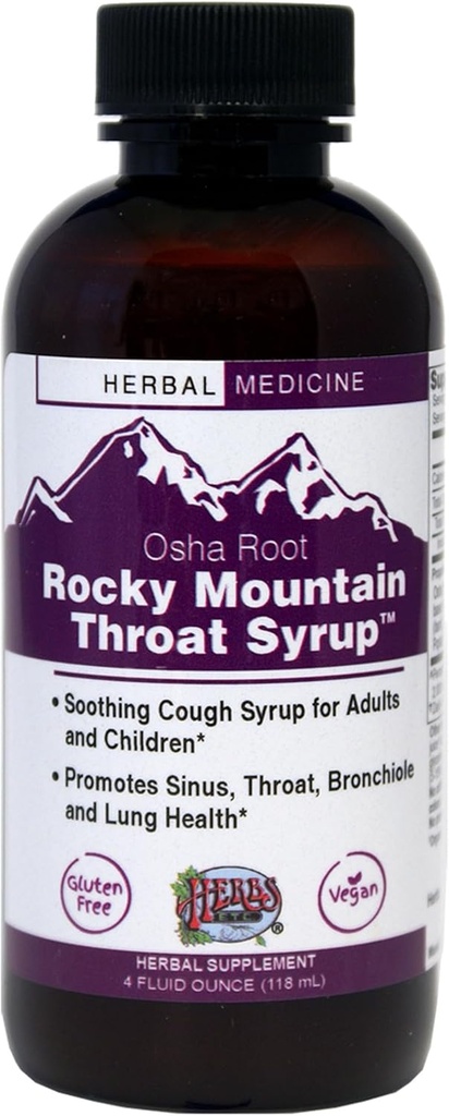 Herbs Etc. Rocky Mountain Throat Sirup - soutient le bien-être de la gorge - Apaisant soutien de la santé pulmonaire - soutient le Sinus, la gorge, le Bronchiole et la santé pulmonaire - sans gluten et végétalien - 4 fl oz