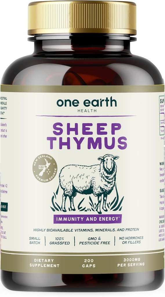 Un Thymus de la Fed de la Terre - Nouvelle-Zélande Source Thymus. 3 000mg par service, 200 Nombre