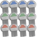 Peigne de lice - (Pack of 12) Traitement de la tête de lice qui est emballé individuellement en acier inoxydable professionnel Louse et Nit Peignes enlève les oeufs avec des conseils arrondis pour le confort