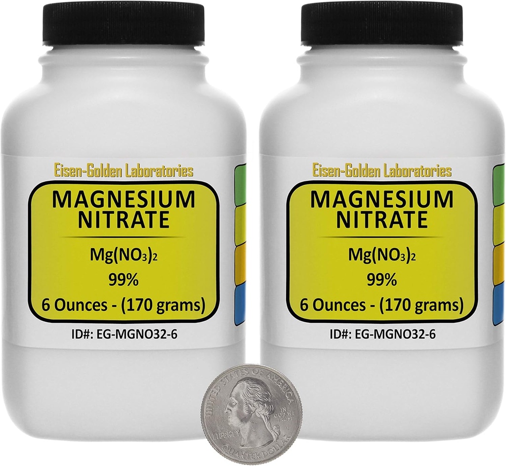 Nitrate de magnésium [Mg(NO3) 2] 99% USP poudre de qualité alimentaire 12 Oz dans deux bouteilles