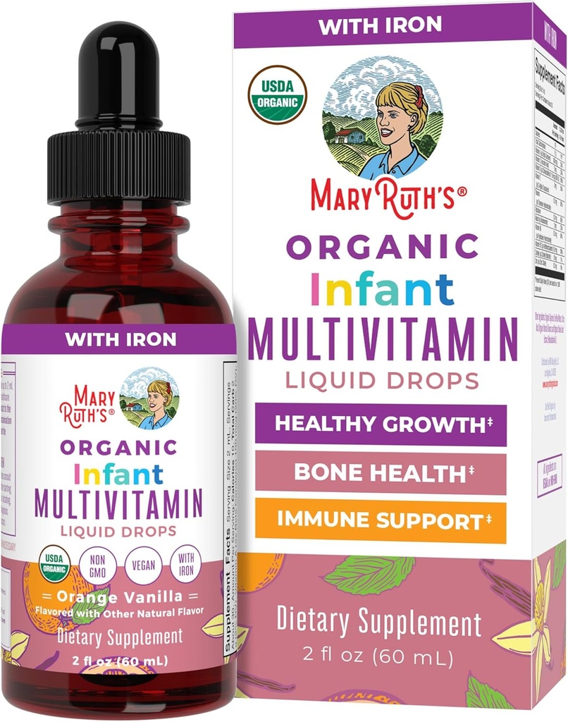 MaryRuth Organics Multivitamine avec du fer pour les nourrissons.