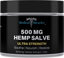 Miracles médicaux Hemp 500 Mg Salve de guérison ultra-forte Idéal pour les HIPS, les articulations, le cou, le dos, les elbows, les doigts, les mains et les genoux fabriqués aux États-Unis