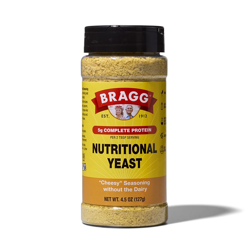 Assaisonnement des levures de Bragg - 4,5 oz - Substitut de fromage parmesan sans lait - parfait pour les salades, les pâtes, les légumes et plus encore