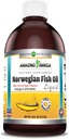 Amazing Omega Norwegian Fish Oil 16 Oz Supplément de 1625mg Omega -3s, DHA, EPA par service