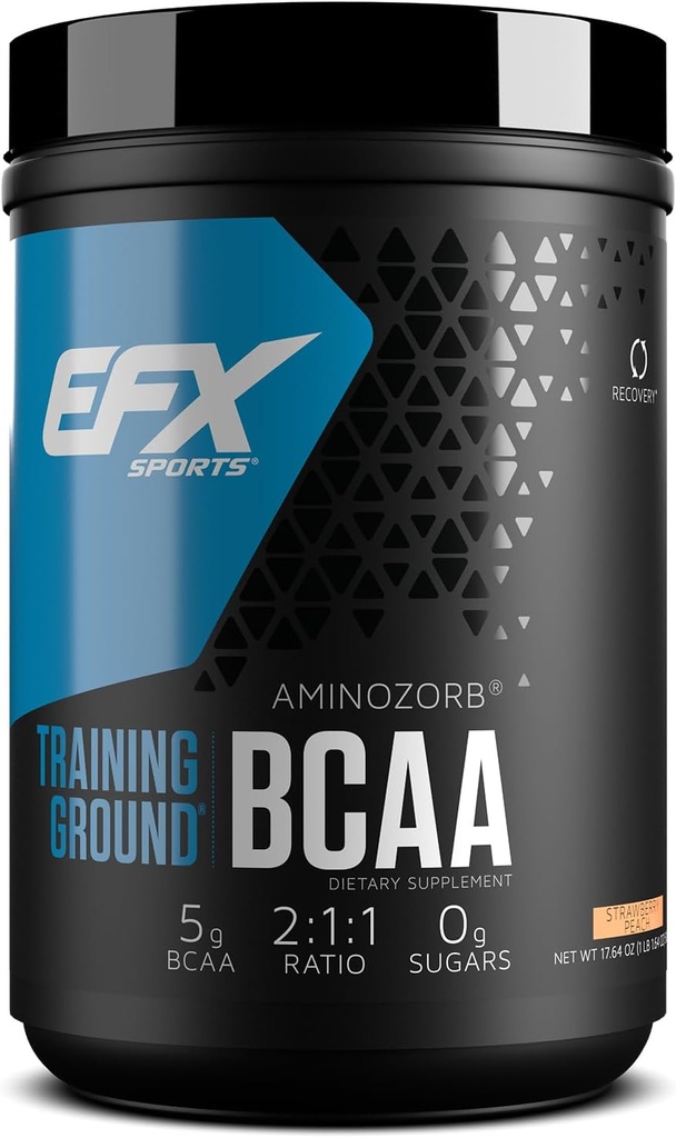 EFX Sports Training Ground BCAA Exclusivité complète des acides aminés hautement solubles Exclusivité avant, intra ou après l'entraînement Exclusivité sucre 500 grammes (Pêche aux mûres)