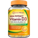 Recettes du médecin Vitamine D3 5000UI, Immune support pour les os, les dents et la fonction immunitaire, non-OGM, sans gélatine, gluten ou soja, 120 softgels végétariens