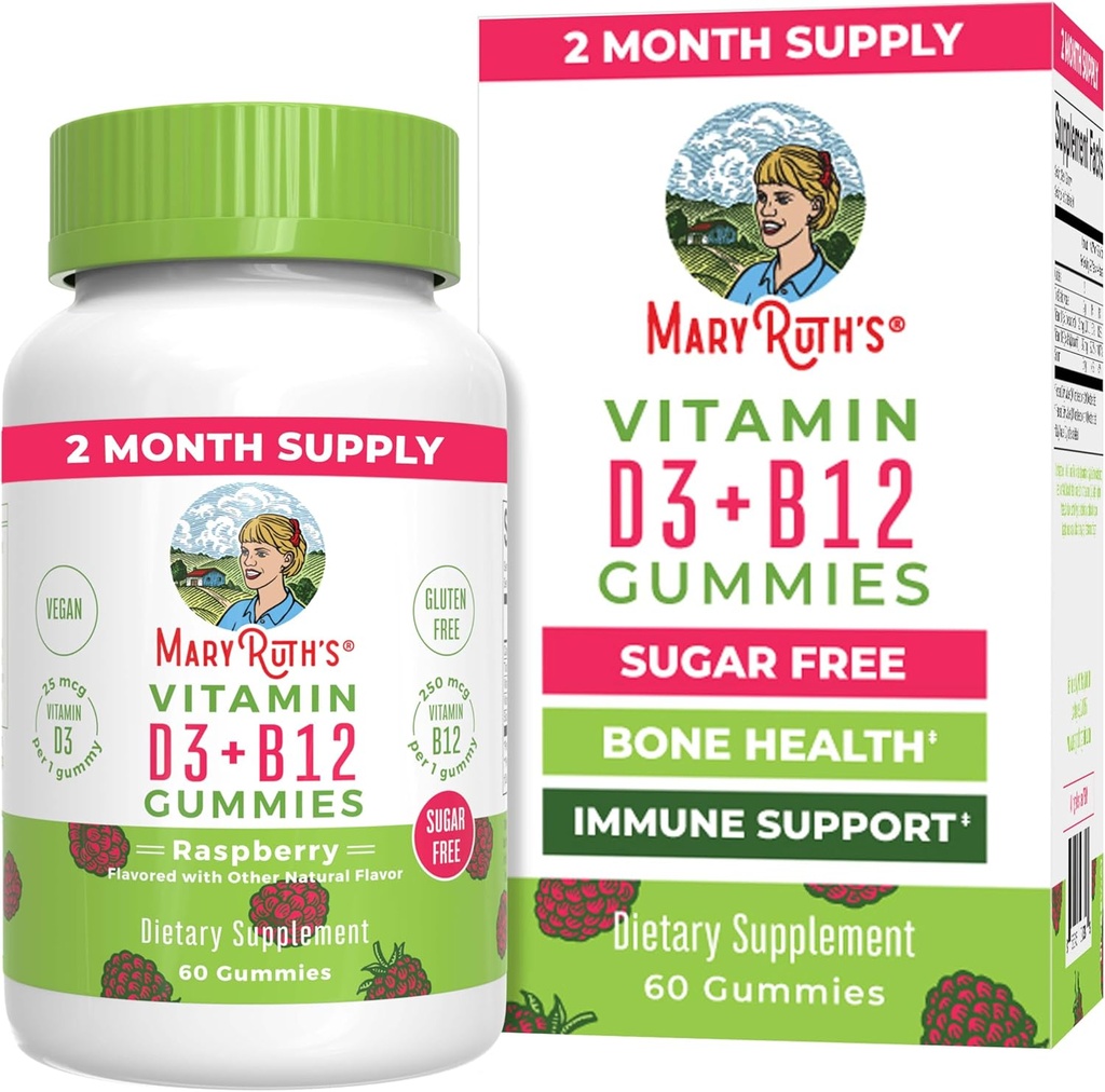MaryRuth Organics Sugar Free (en anglais seulement) 2 mois d'approvisionnement (en anglais seulement) Vitamine D & B12 Suppléments vitaminiques pour adultes et enfants (en anglais seulement) Santé des os (en anglais seulement)