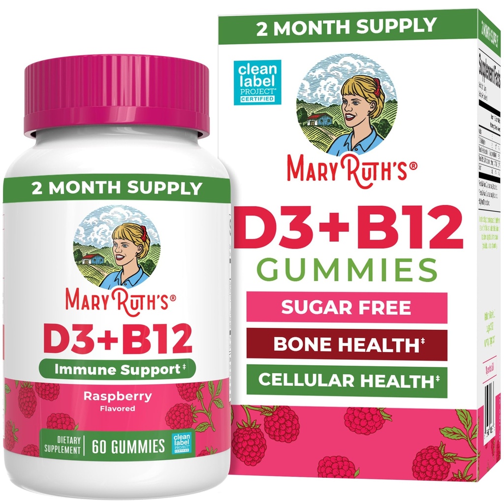 MaryRuth Organics Sugar Free (en anglais seulement) 2 mois d'approvisionnement (en anglais seulement) Vitamine D & B12 Suppléments vitaminiques pour adultes et enfants (en anglais seulement) Santé des os (en anglais seulement)