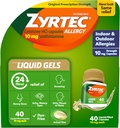 Zyrtec 24 heures Gels liquides antiallergiques, Capsules d'antihistamine avec Cétirizine HCl Allergie Médecine pour le soulagement de toute la journée du nez runny, éternuements, yeux démangeants et plus, 40 Compte