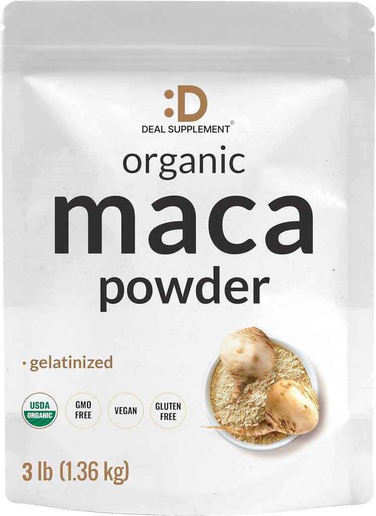 Poudre de racine de maca péruvienne biologique, 3 livres – Forme gélatinisée facilement digérée – Supplément de superaliments à base de plantes pour les hommes et les femmes – soutient la santé immunitaire et énergétique – non-OGM