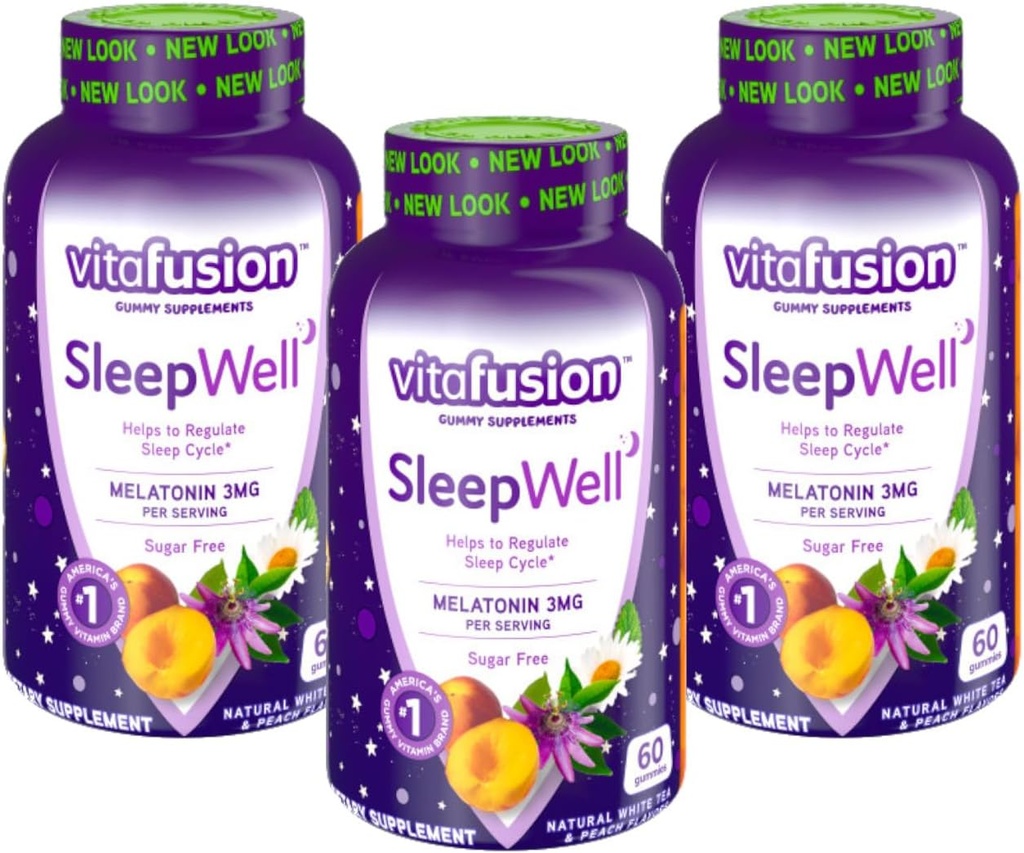 Vitafusion Dormez bien Melatonine Gommies sans sucre, 60 Chaque (3 pack)